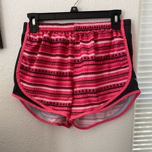 Pink varsity athletic shorts